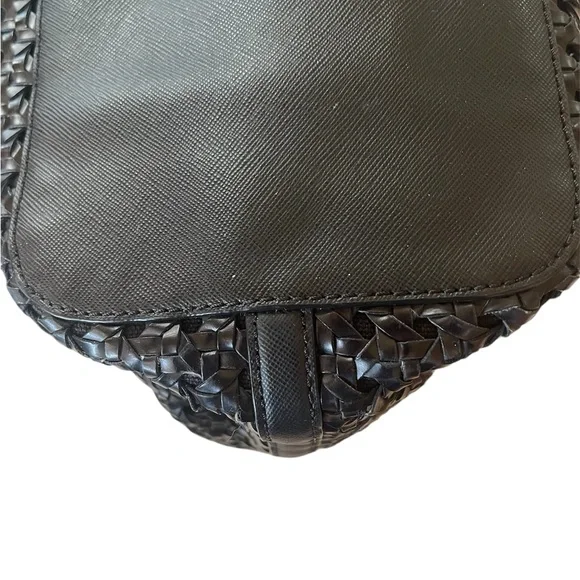 Tory Burch Black Woven Gold Hardware Tote - Picture 10 of 14